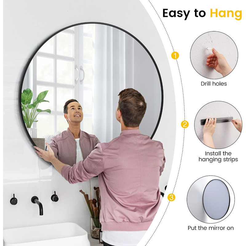 Vanity Mirror, 20" Round Black