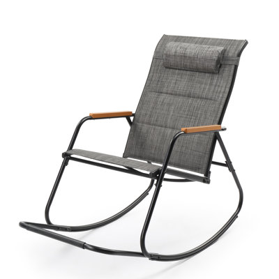 Teslin Patio Rocking Chair With Footrest And Head Pillow