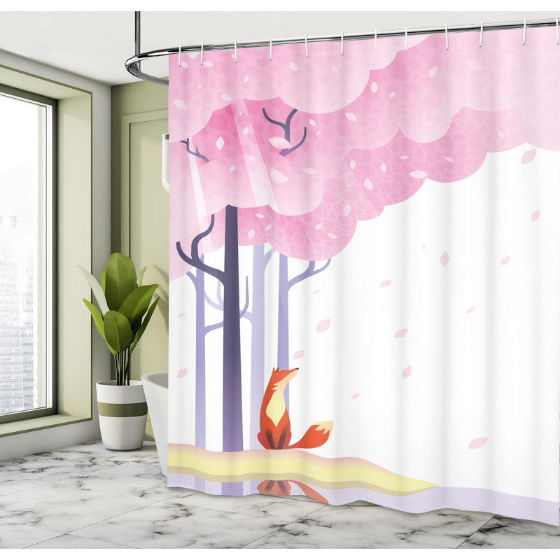 Ensemble de rideau de douche avec crochets et crochets fox, H 75 po x l 69 po