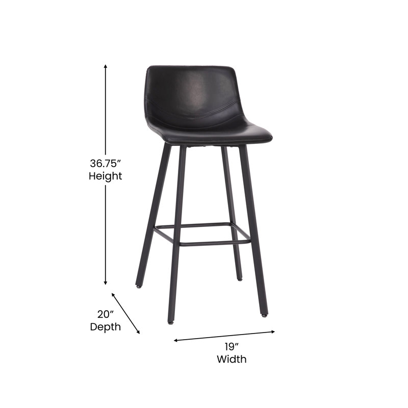 Brandy Upholstered Counter Stool with Metal Frame, Black
