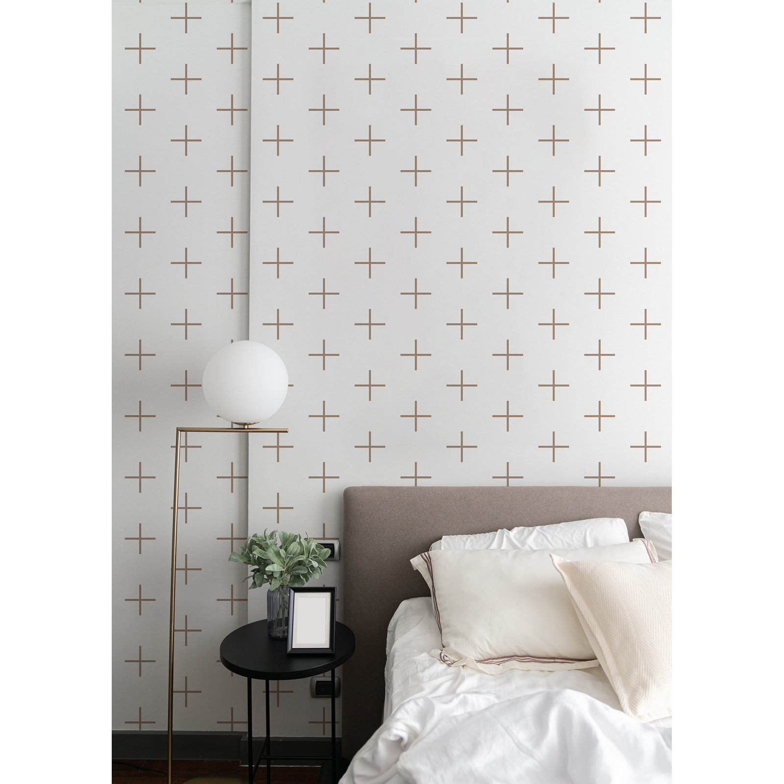 Addition Large Peel & Stick Wallpaper Roll, Brown/White, Non-pasted