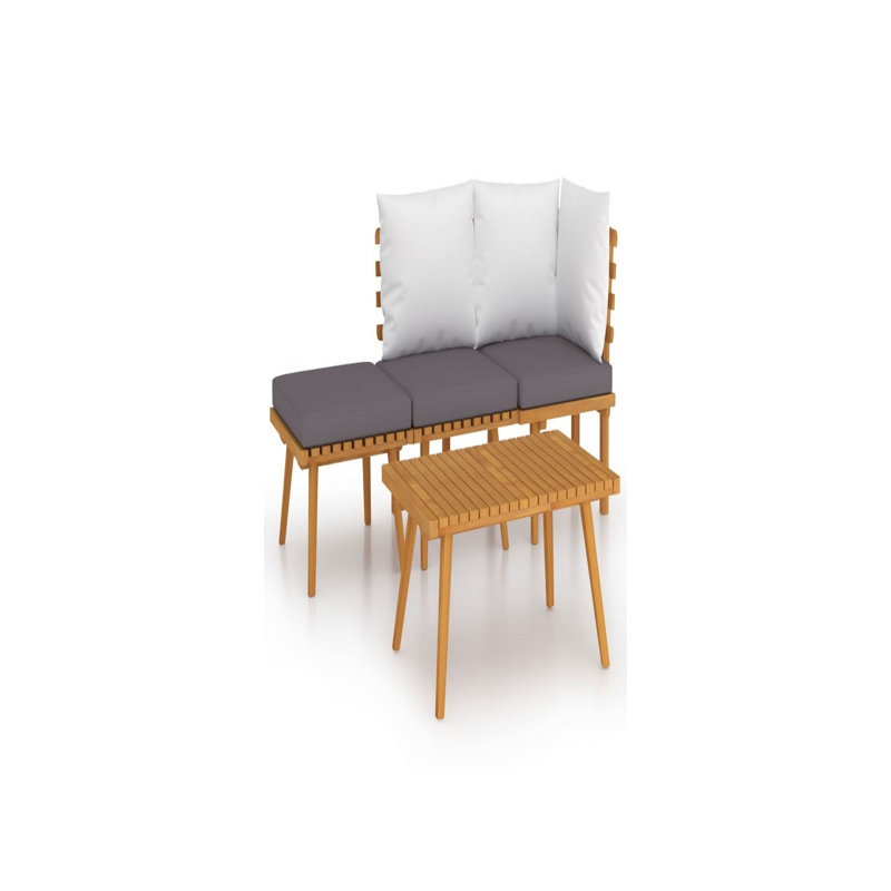  Ensemble de canapé d'extérieur en bois d'acacia avec assise rembourrée - L 23,6 po