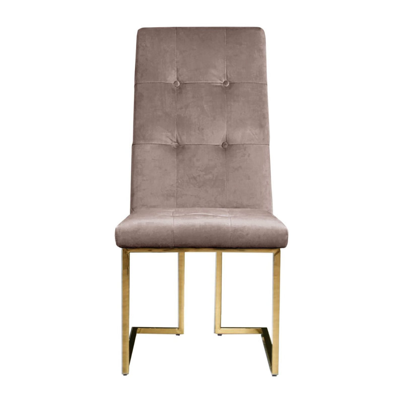 Chaise d'appoint en velours Denholme, Taupe, Doré