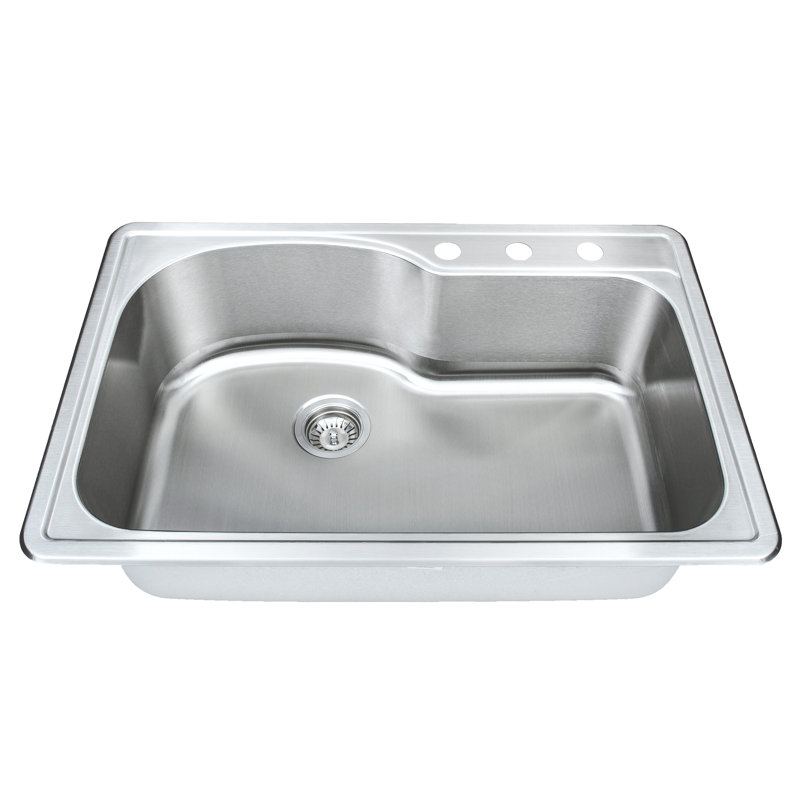 33'' Matte Stainless Steel Drop-In Single Bowl Kitchen Sink