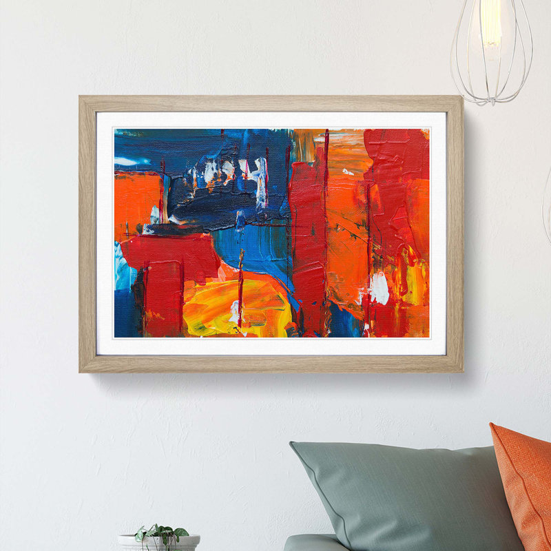 Abstract Art Painting Vol.334 by S.Johnson - Framed Print, 62cm H x 87cm W x 2cm D, Oak Framed