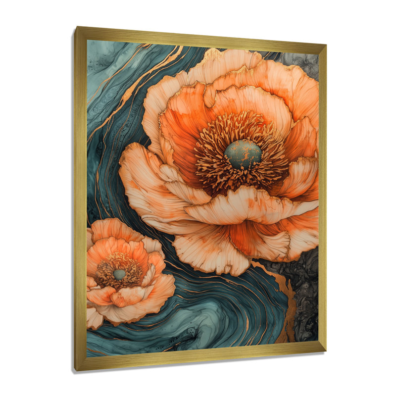 Atlanta - impressions sur toile florales, H 44 po x l 34 po, Reproduction encadrée d'une seule photo, Doré