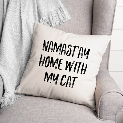Coussin Namast'ay Home with My Cat