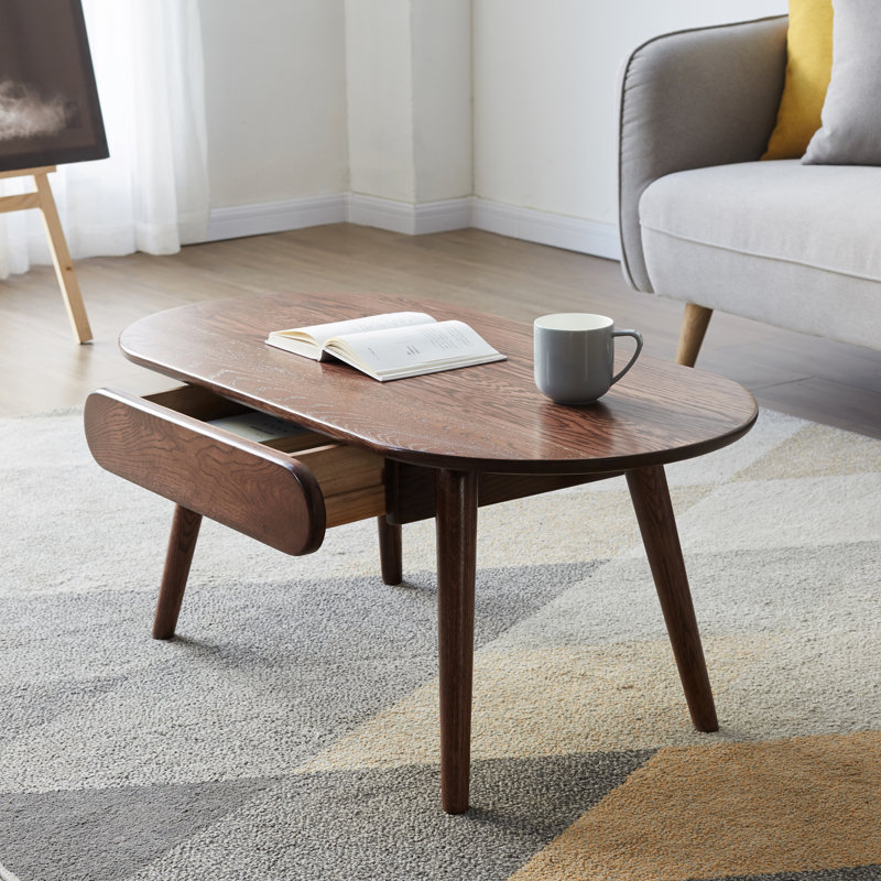 Table basse en bois massif avec tiroirs de rangement et finition naturelle pour le salon ou le bureau | Idée de cadeau