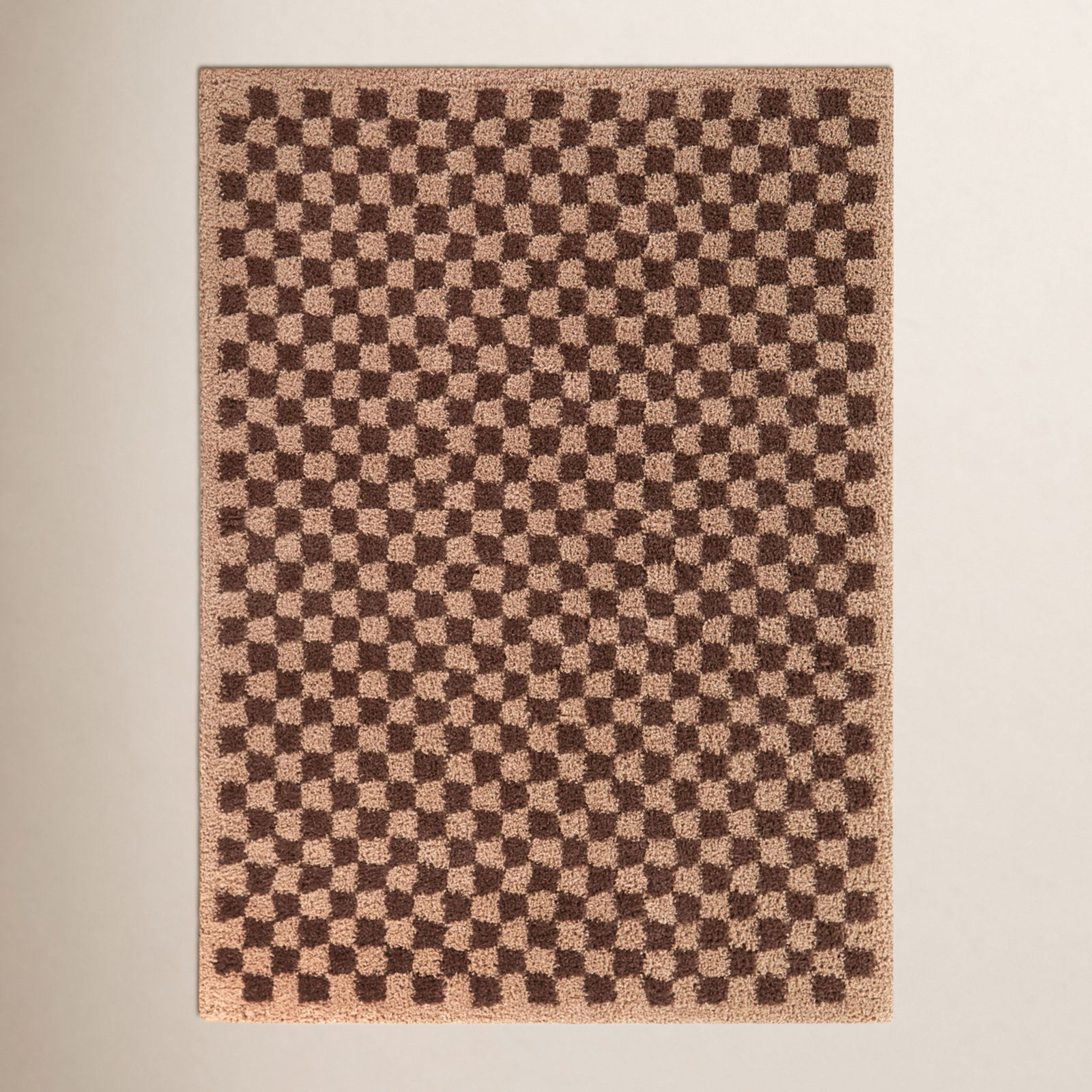 Walker Wine Checkered Shag Rug, Rectangle 4'4" x 6'