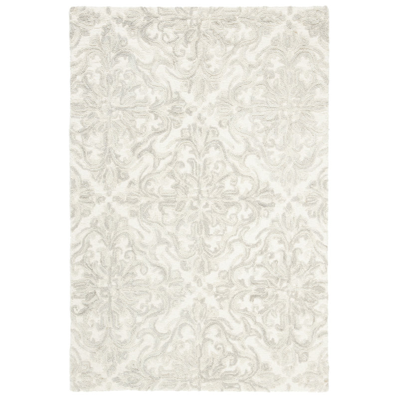 Ferrera Hand-Tufted Wool Ivory Area Rug, Rectangle 4' x 6'
