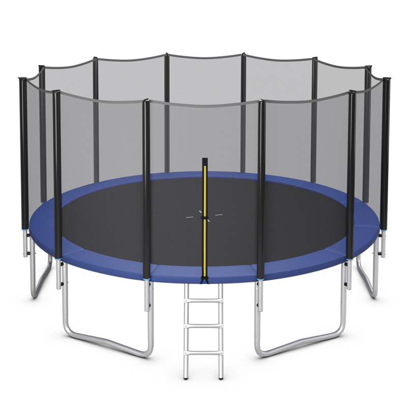 Gymax Round Backyard Trampoline with Safety Enclosure