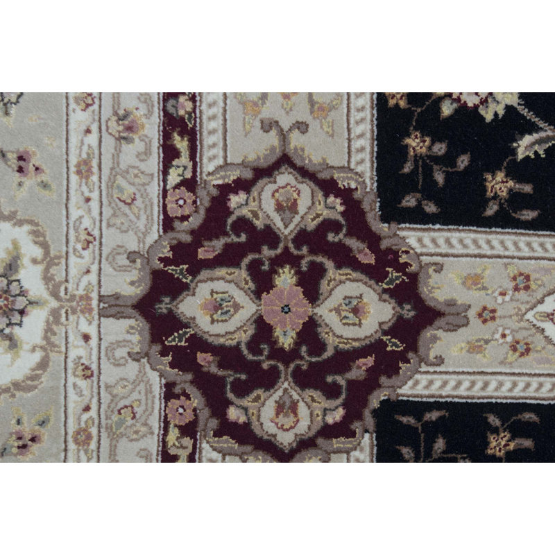 Hand-Knotted High-Quality Black and Taupe Area Rug