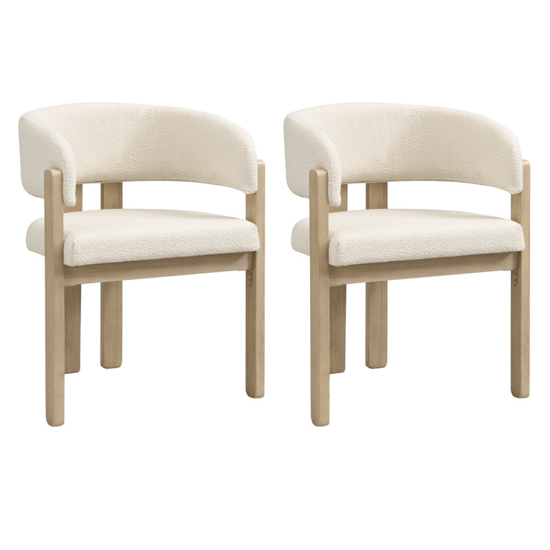 Boucle Upholstered Armchair in Beige, 2
