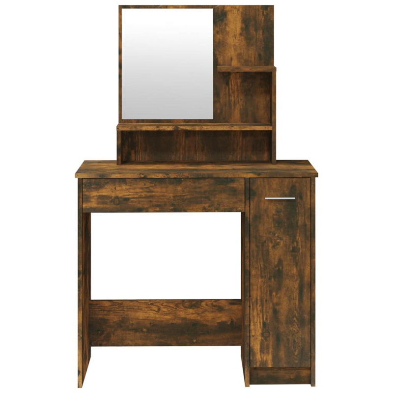 Jimella Dressing Table with Mirror, Smoked Oak
