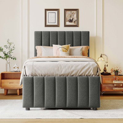 3 Drawers Upholstered Bed With Trundle