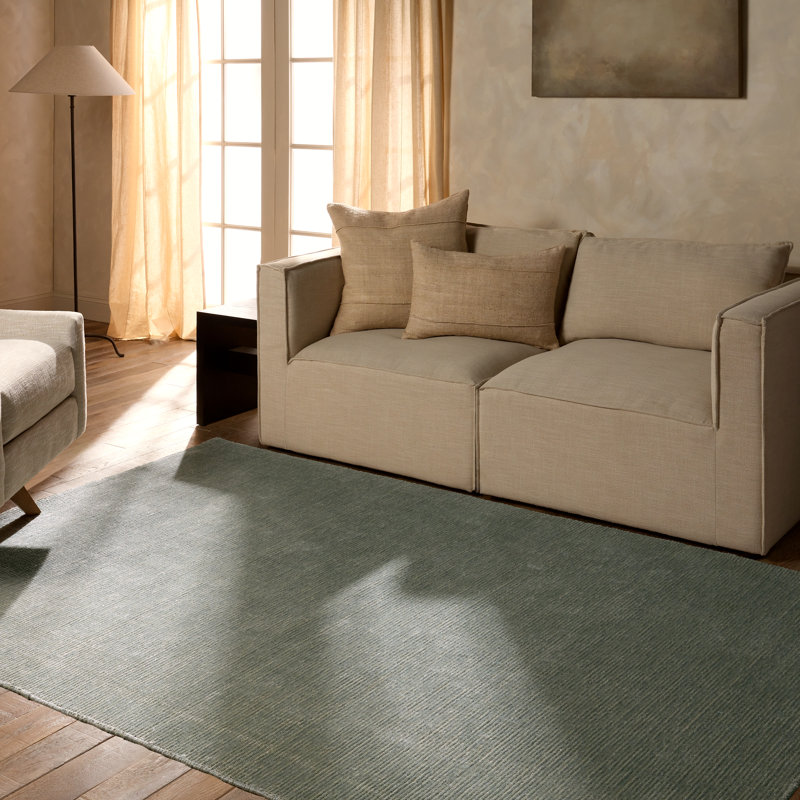 Tapis bleu uni tissé à la main Hokku Designs Danan (nuance de 18 po)