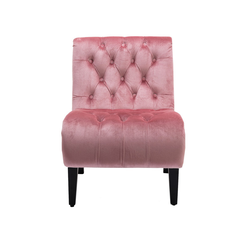 Chaise tendance en velours rose pour la maison - Chaise d'appoint sans accoudoirs rembourrée d'éponge, chambre et salon idéaux