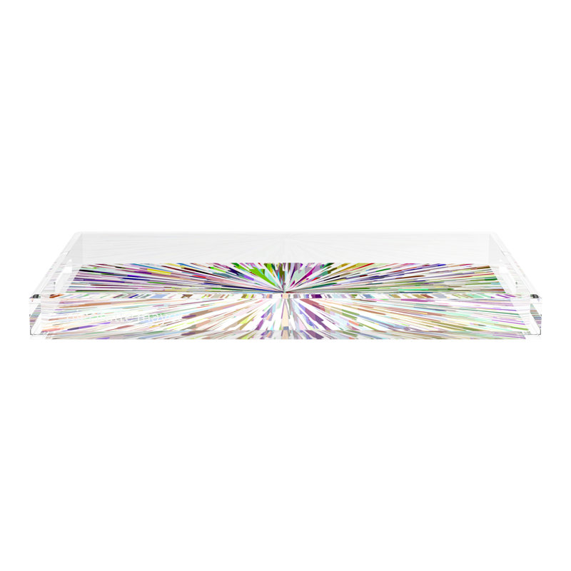 Fireworks Acrylic Rectangle Decorative Tray, White, 2" H x 22.5" W x 14.5" D