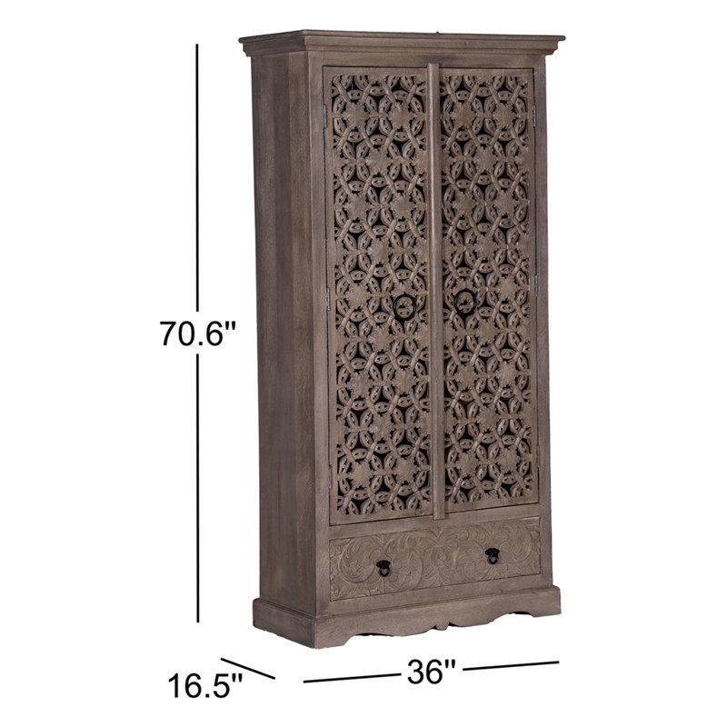 Sargeant Solid Wood Armoire, Smoke Grey