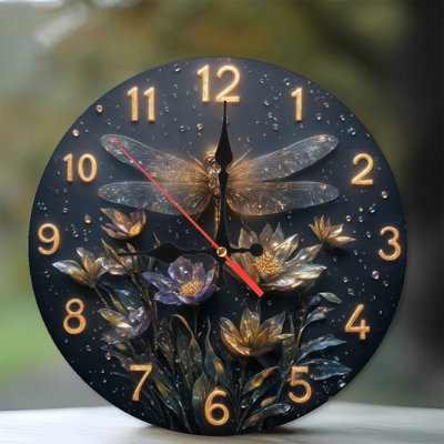 Horloge libellule dorée