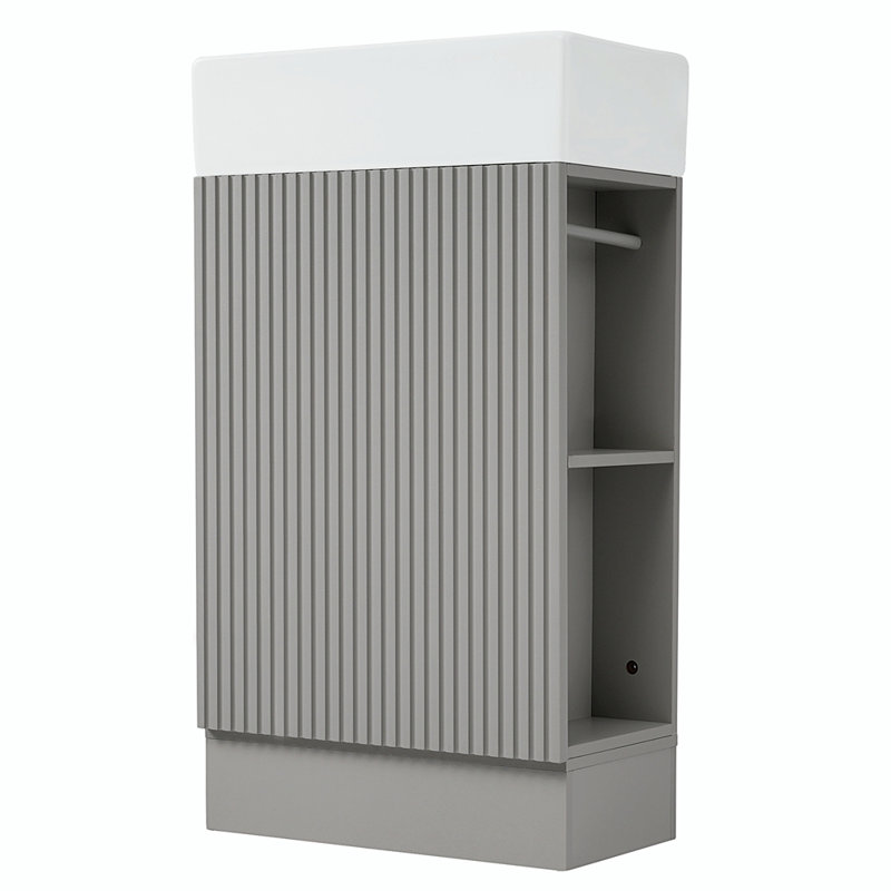 Ensemble de meuble-lavabo simple 18,6 po avec plateau en céramique Isaiyah, Gris