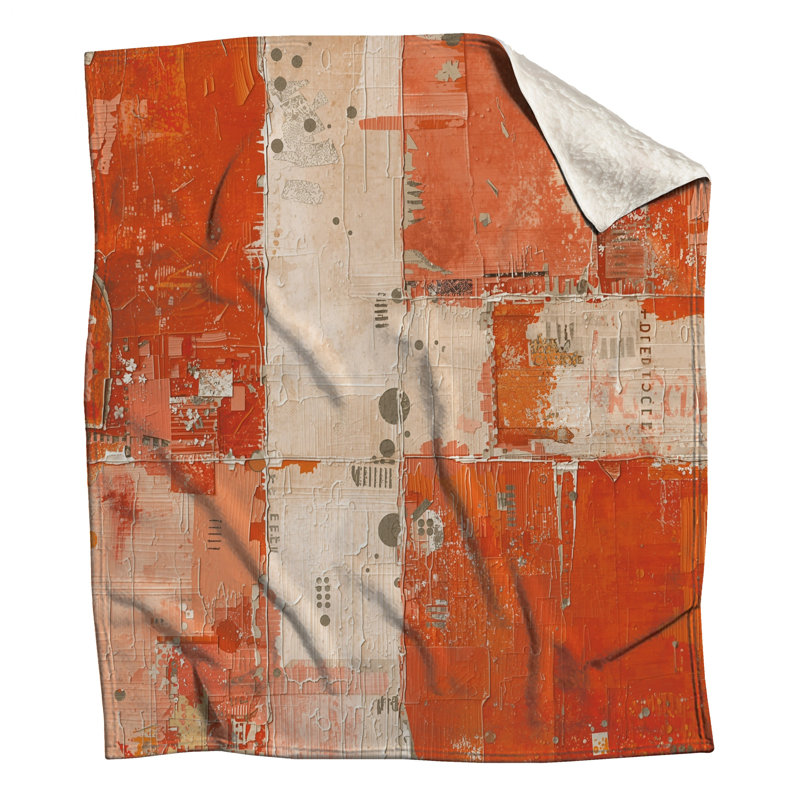 Couvertures abstraites orange et beige, L 50 po x H 60 po