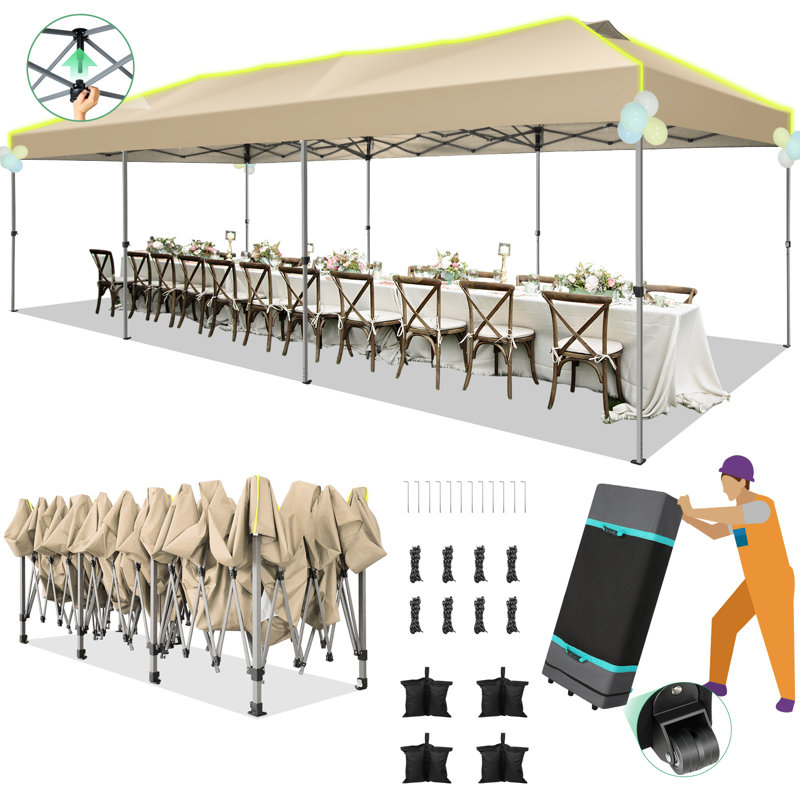 10x30 Pop Up Canopy Tent with Air Vent, Khaki