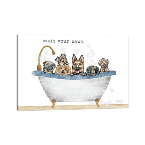 Wash Your Paws by Marla Rae - Wrapped Canvas Graphic Art Print