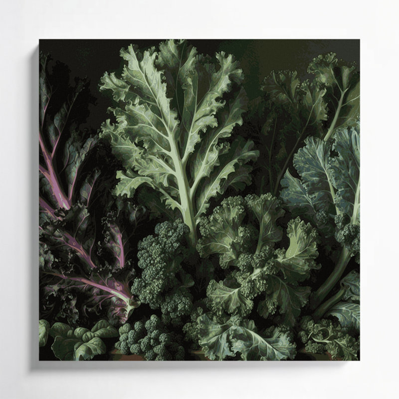 Art mural sur toile, légumes, chou frisé, H 12 po x l 12 po