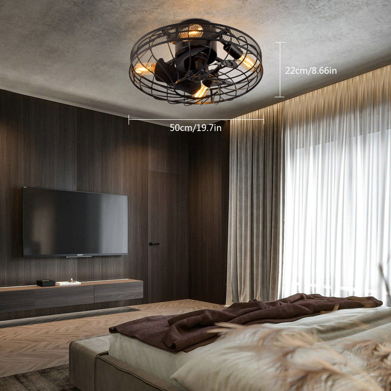 Peeples Industrial Metal Ceiling Fan with Remote Control