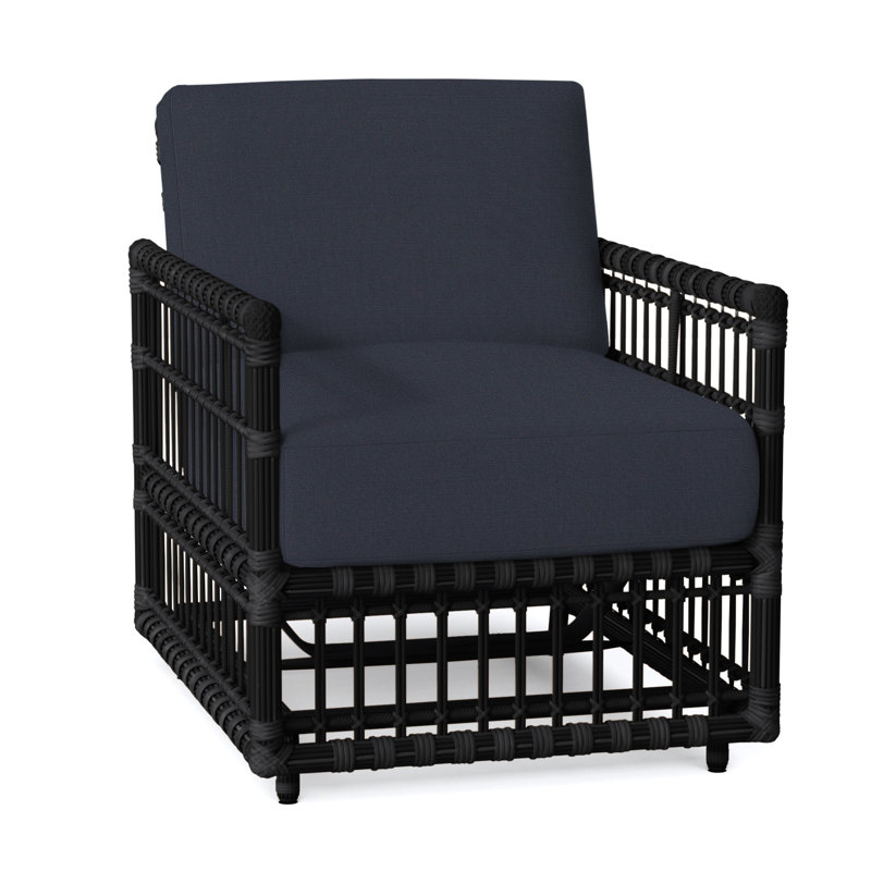 Fauteuil Newport tissé à ressorts - Onyx, Pas de soudure, Lin marine, Onyx