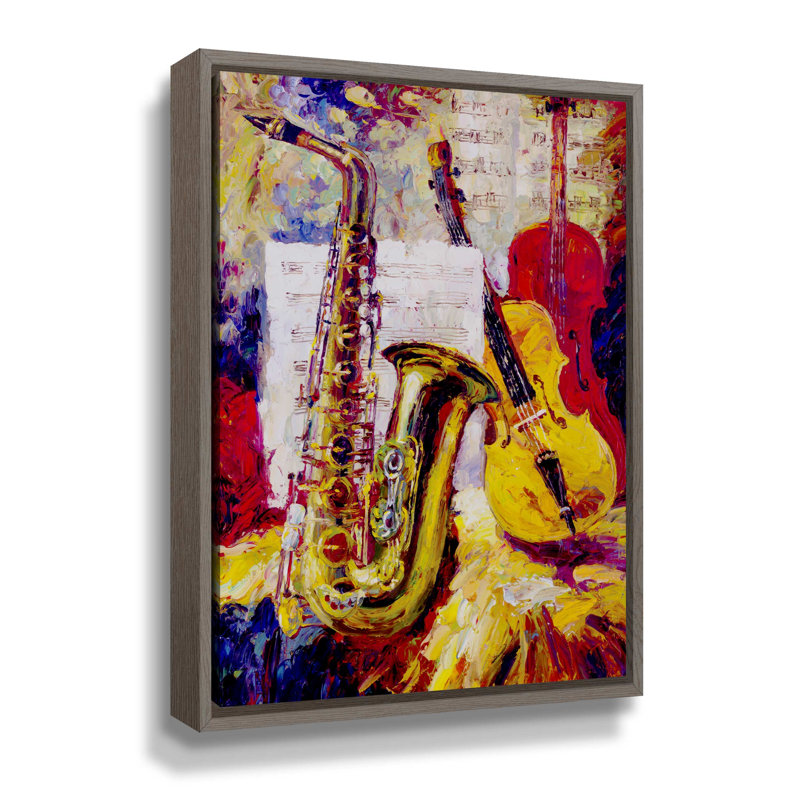 All That Jazz Print on Canvas, 10" H x 8" W x 2" D, Grey Floater Frame