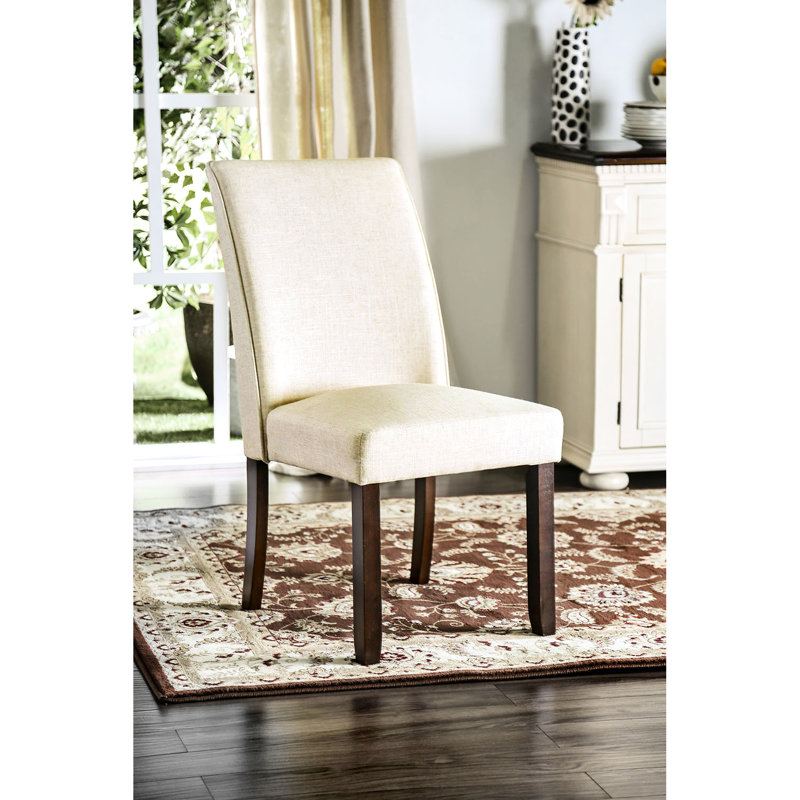 Modern Solid Wood Chairs, Fabric Cushioned Back Comfortable Dining Covering