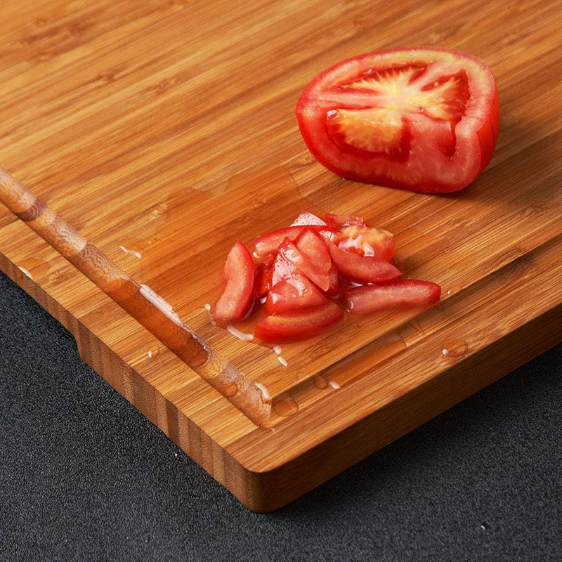 XXL Bamboo Cutting Board with Handles and Juice Grooves