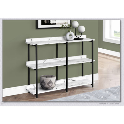 Élégante console étroite avec stratifié d'aspect marbre et structure en métal durable pour les entrées modernes