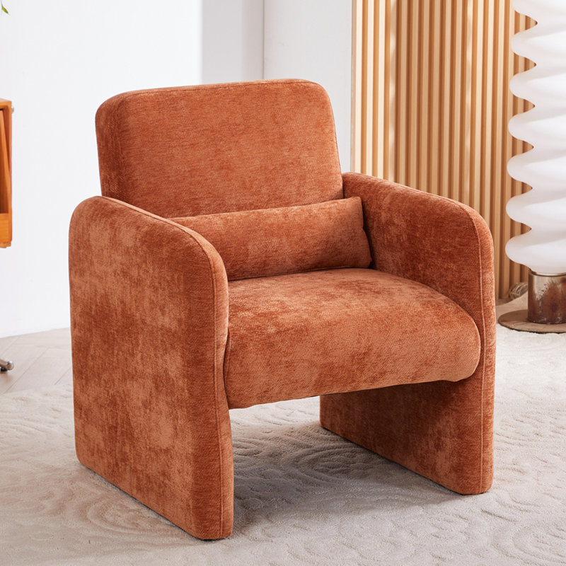 Upholstered Armchair, Orange Chenille