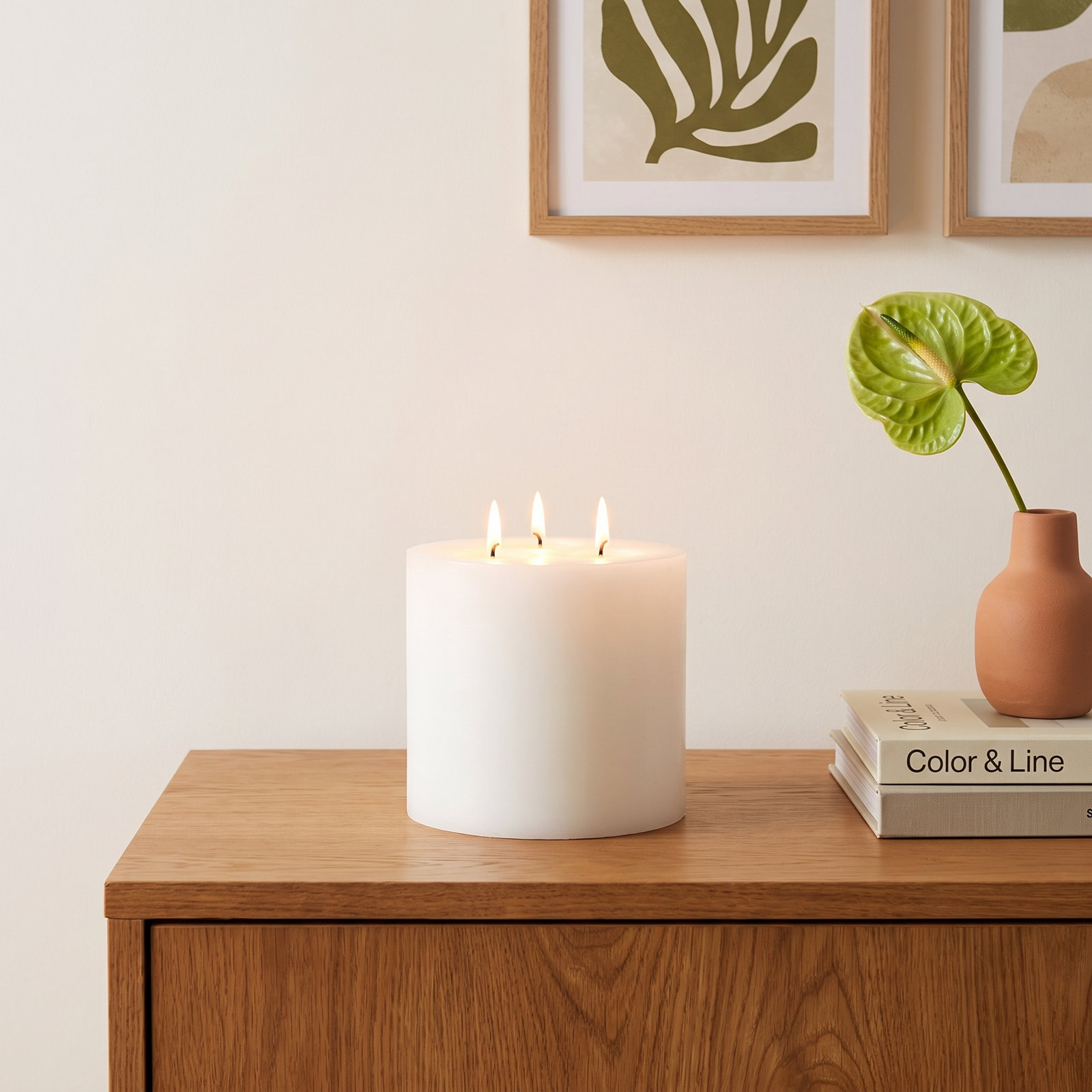 3-Wick Flameless Candle, White