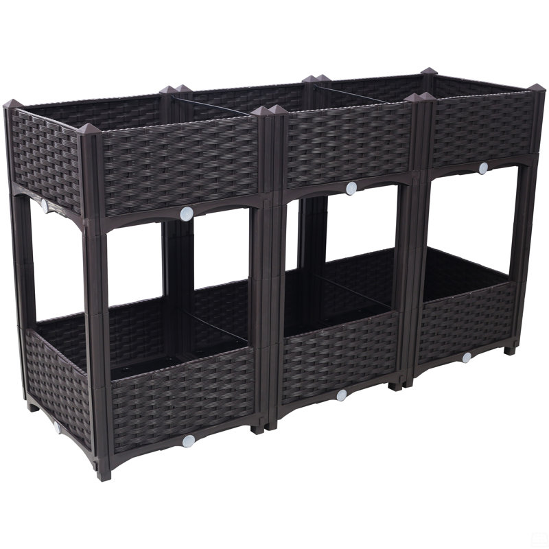 Planter Raised Beds With Drainage Plug Raised Garden Beds, Brown, 27.7" H x 47.2" W x 15.7" D
