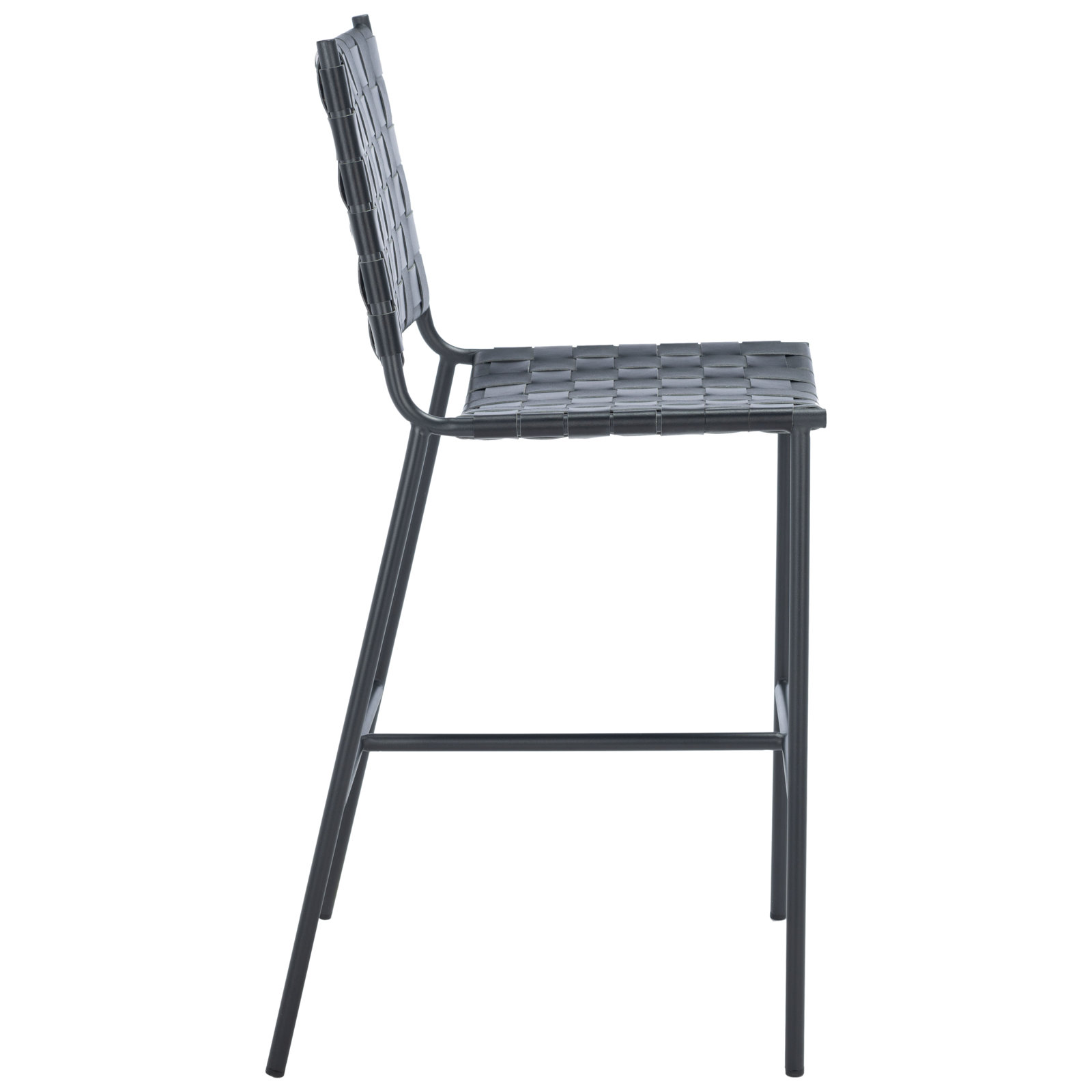 Cass 26 " Genuine Leather Bar Stool, Black, Black