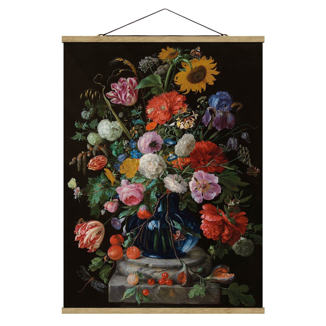 Stoffbild Glass vase with Flowers von Jan Davidsz De Heem