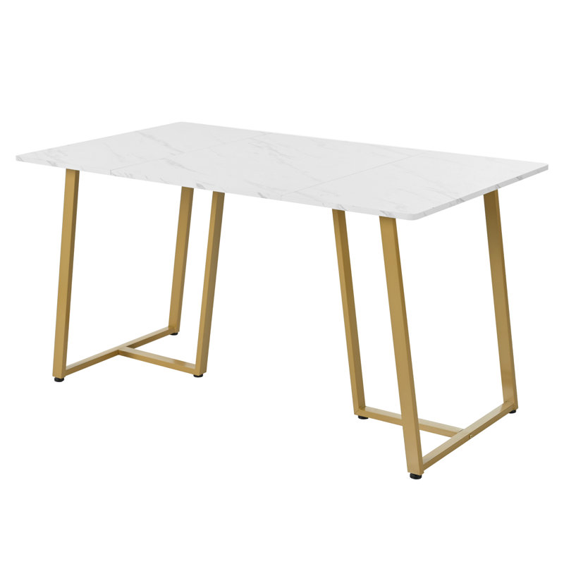 Cayemite Metal Base Dining Table, Gold