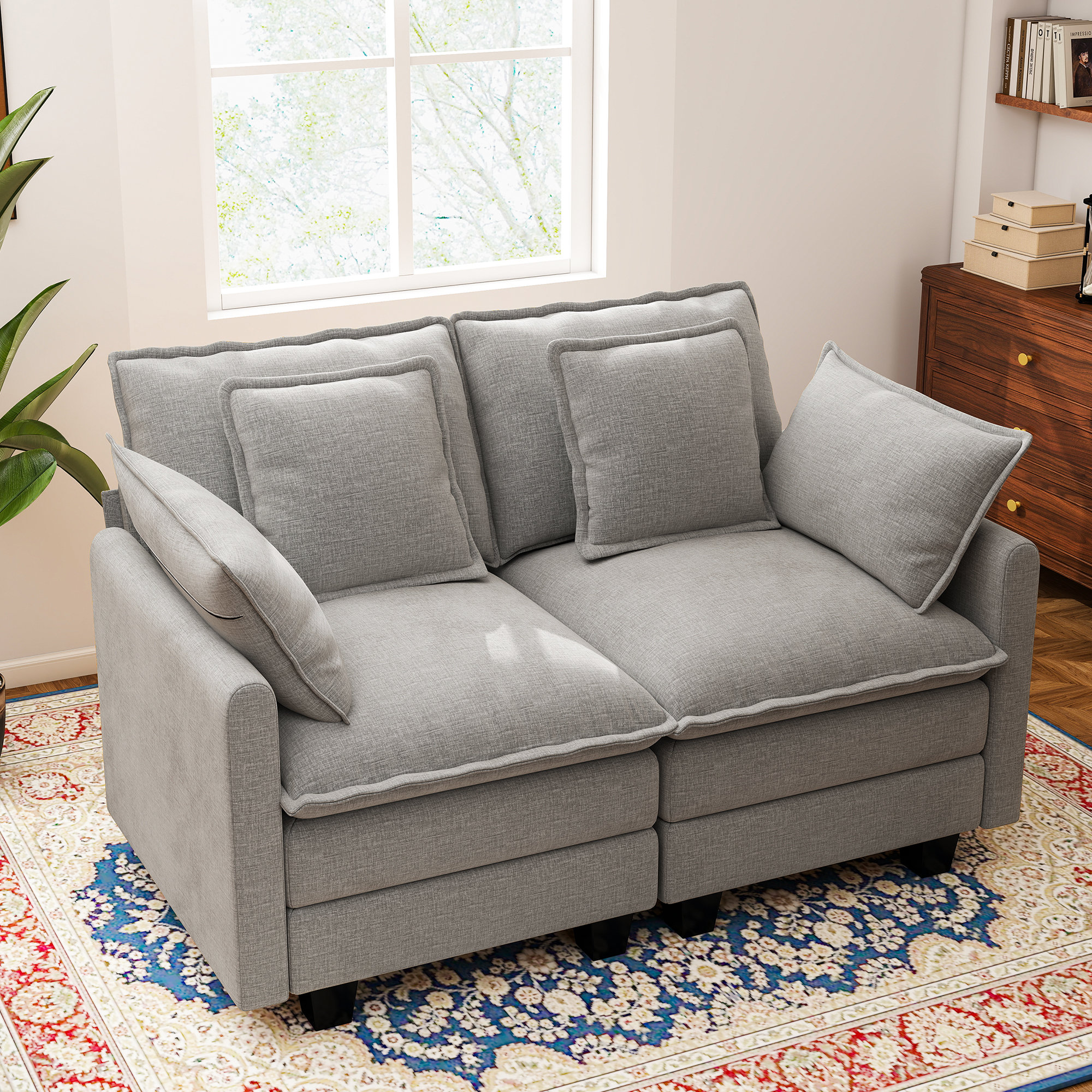 Ebern Designs Yakina 57'' Upholstered Chenille Sectional Loveseat Sofa ...