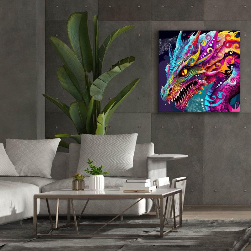 'Dragon' by Dean Russo Canvas Wall Art, 37" H x 37" W x 1.5" D