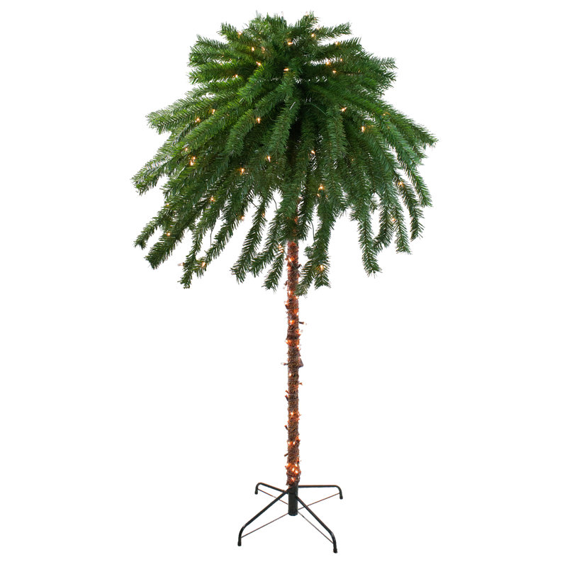 Palmier artificiel tropical pré-éclairé - lumières claires, H 48 po x l 45 po x P 45 po