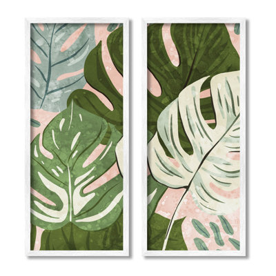 " Modern Layered Monstera Leaves " 2 Piece Art Graphic Art Set