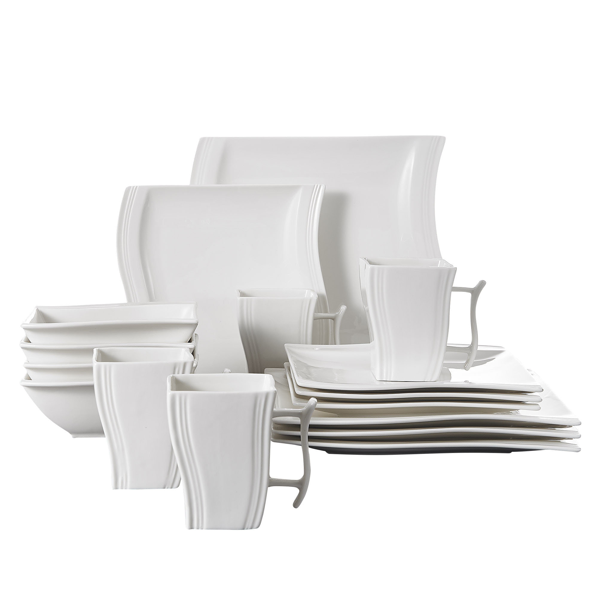 MALACASA 4-Piece White Porcelain Dinnerware in the Dinnerware department at