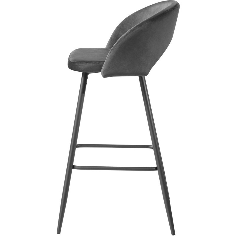 Hollydale Upholstered Counter Stool with Metal Frame, Grey