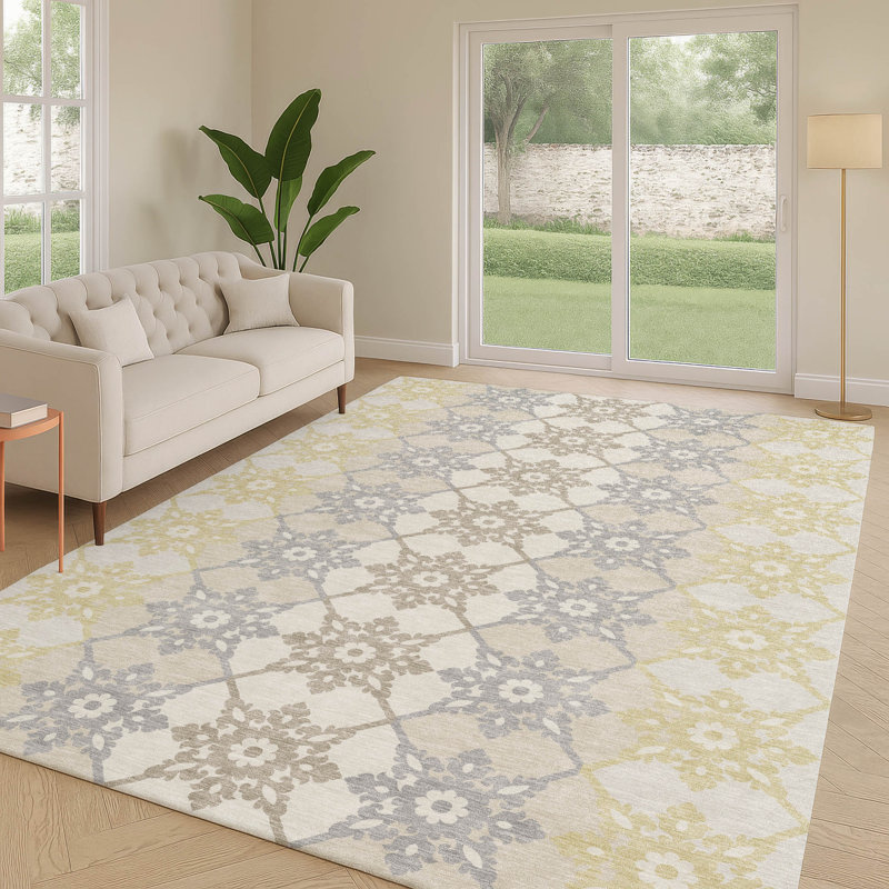 Machine Washable Indoor/Outdoor Chantille ACN2759 Americana Rug, Ivory, 10' x 14'