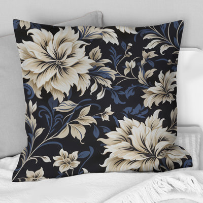 Dark Blue Beige Flower Damask Breeze - Throw PillowAbstract Coral Reef Multicolor Azure - Throw Pillow
