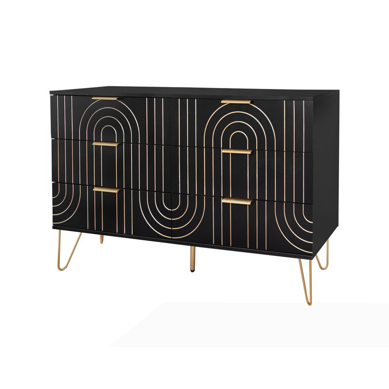 Commode 6 tiroirs Modern, Noir